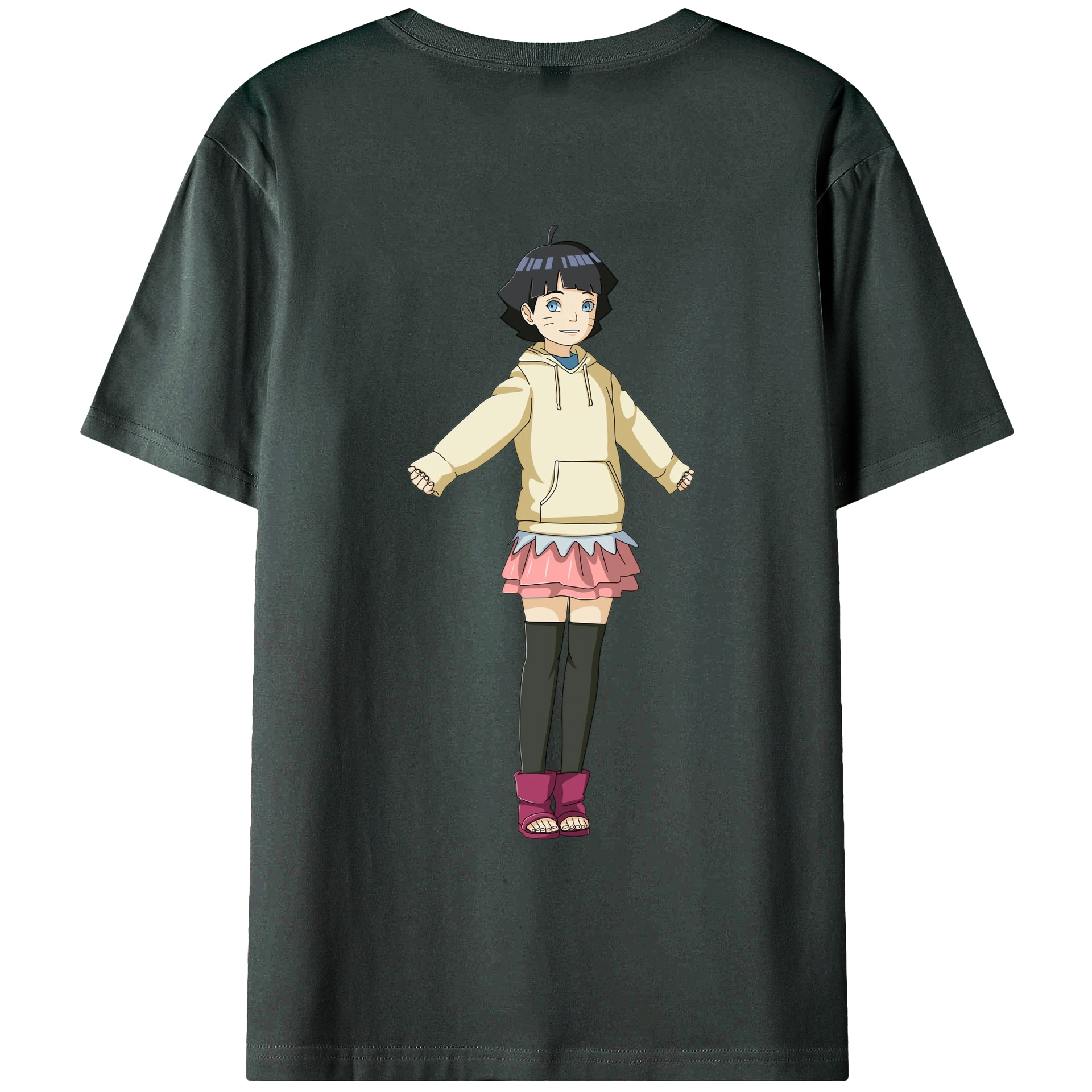 （画像用） NARUTO -ナルト- うずまき ヒマワリ Uzumaki Himawari 綿100％ メンズ半袖Tシャツ（バックプリント） 通気性